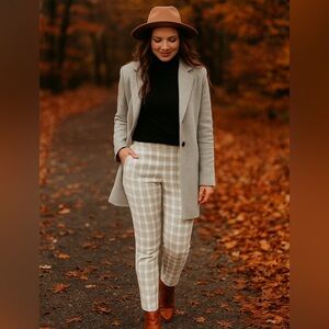 Unique 21 Cream Plaid Women's Pants